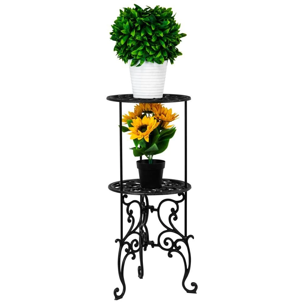 Woodside Heavy Duty Cast Iron Indoor/Outdoor Two Tier Plant Pot Display Stand - Image 3