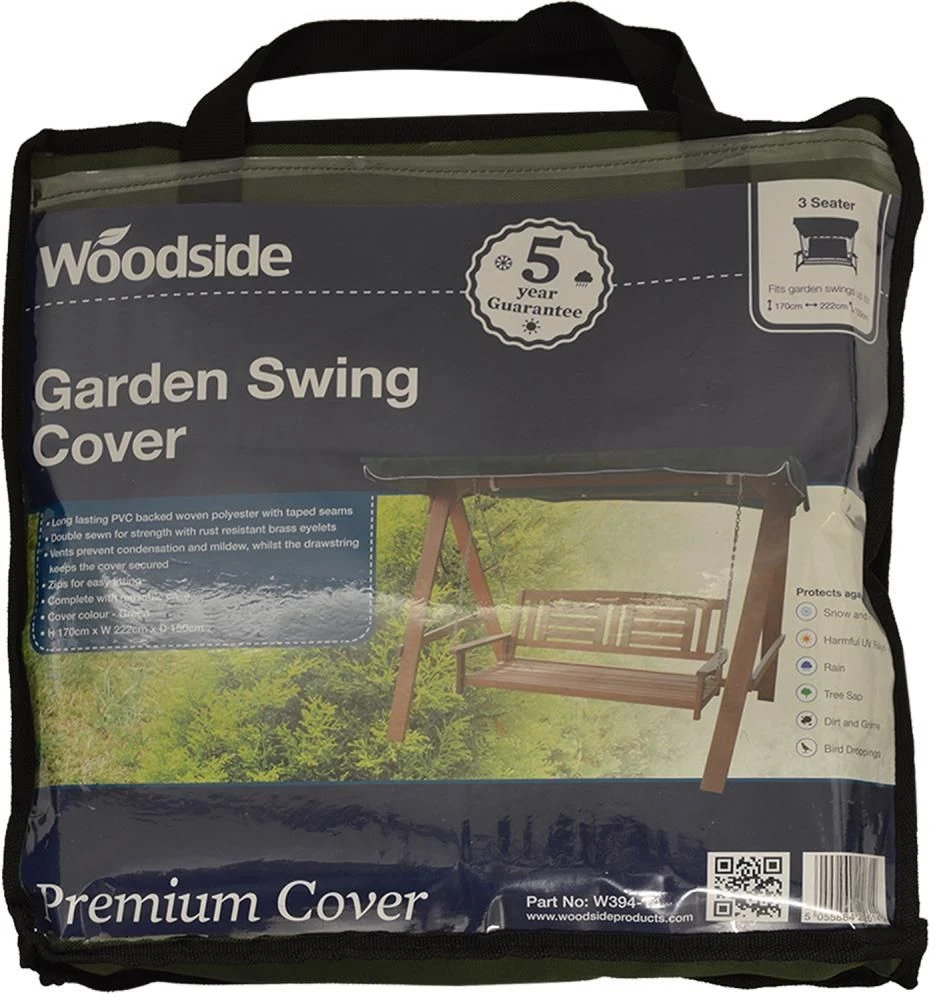 Woodside Waterproof Green 3 Seater Garden Swing Cover Patio Furniture Set - Image 5