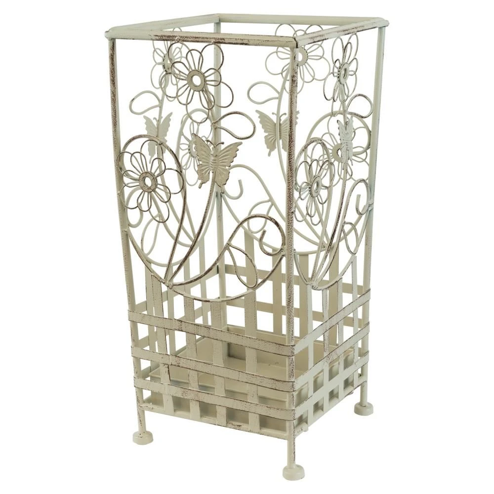Maribelle White Traditional Floral Design Umbrella And Walking Stick Stand - Image 4