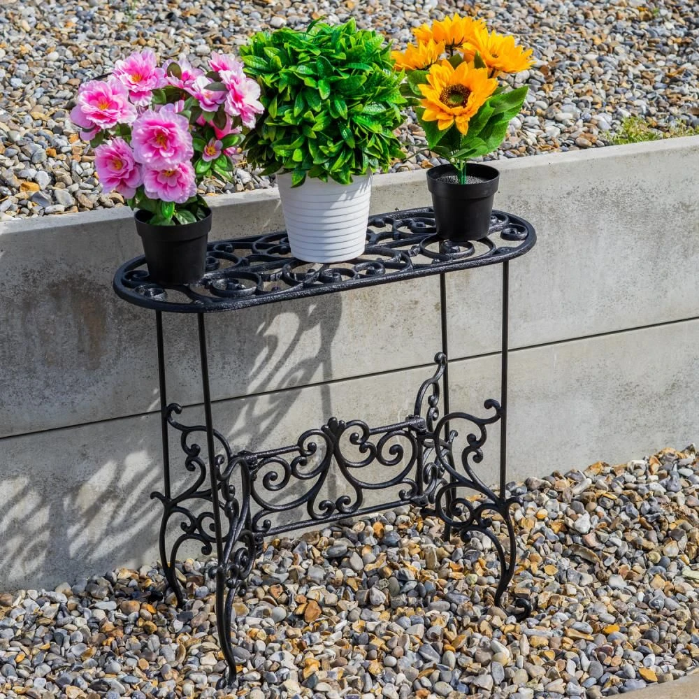 Woodside Heavy Duty Cast Iron Indoor/Outdoor XL Plant Pot Display Stand - Image 2