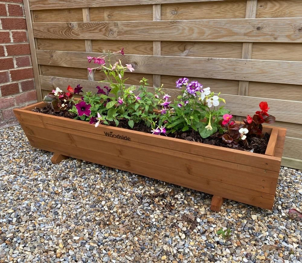 Woodside Sutton Wooden Garden Planter Plant/Flower Trough Container Box - Image 2