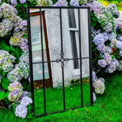 Woodside Yapton XL Decorative Rectangle Outdoor Garden Mirror W: 70cm X H: 105cm