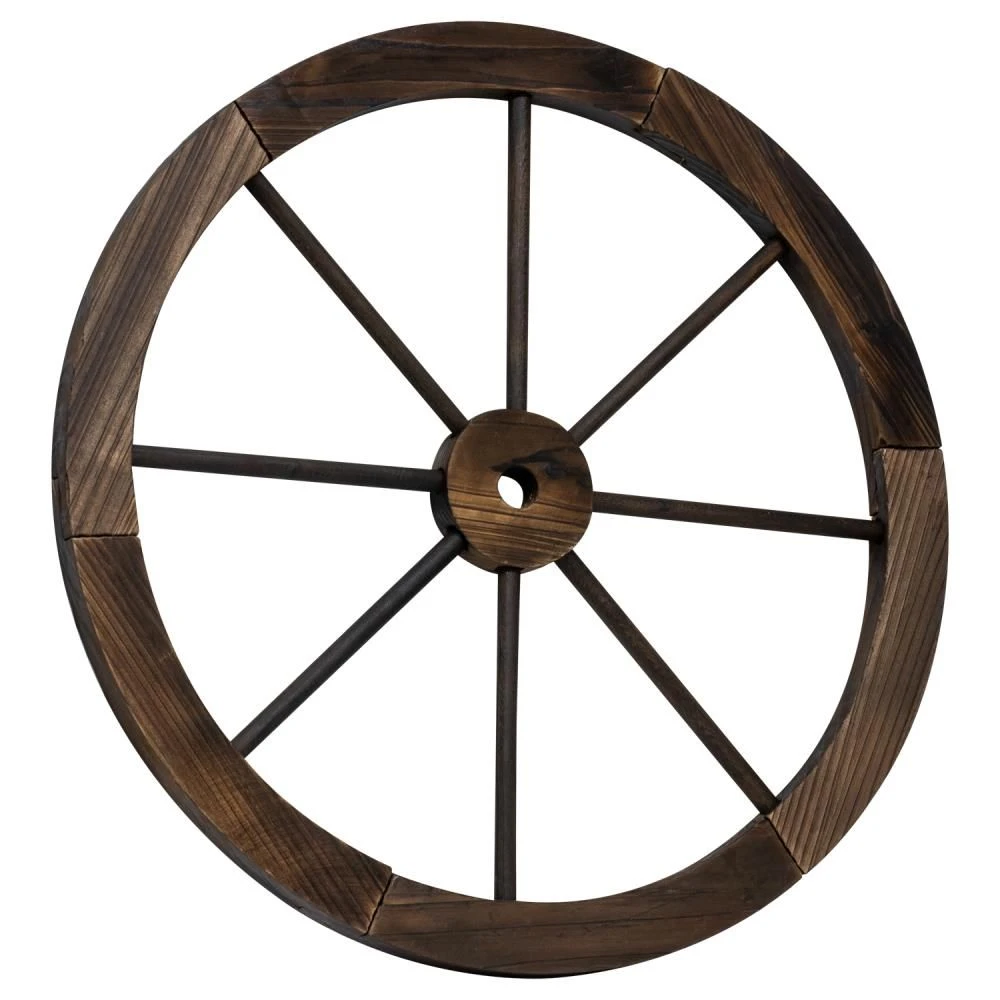 Woodside Decorative Rustic/Vintage Garden Wooden Wagon Wheel Ornament - Image 5