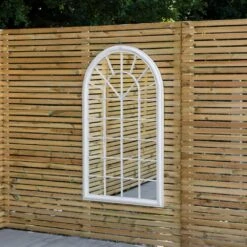 Woodside Redwick XXL Decorative Arched Outdoor Garden Mirror, H: 131cm X W: 75cm