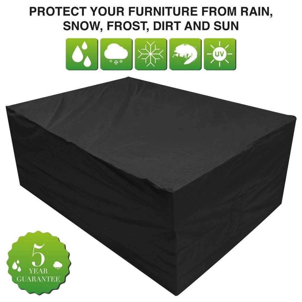 Oxbridge Black 8-10 Seater Waterproof Outdoor Garden Patio Set Furniture Cover