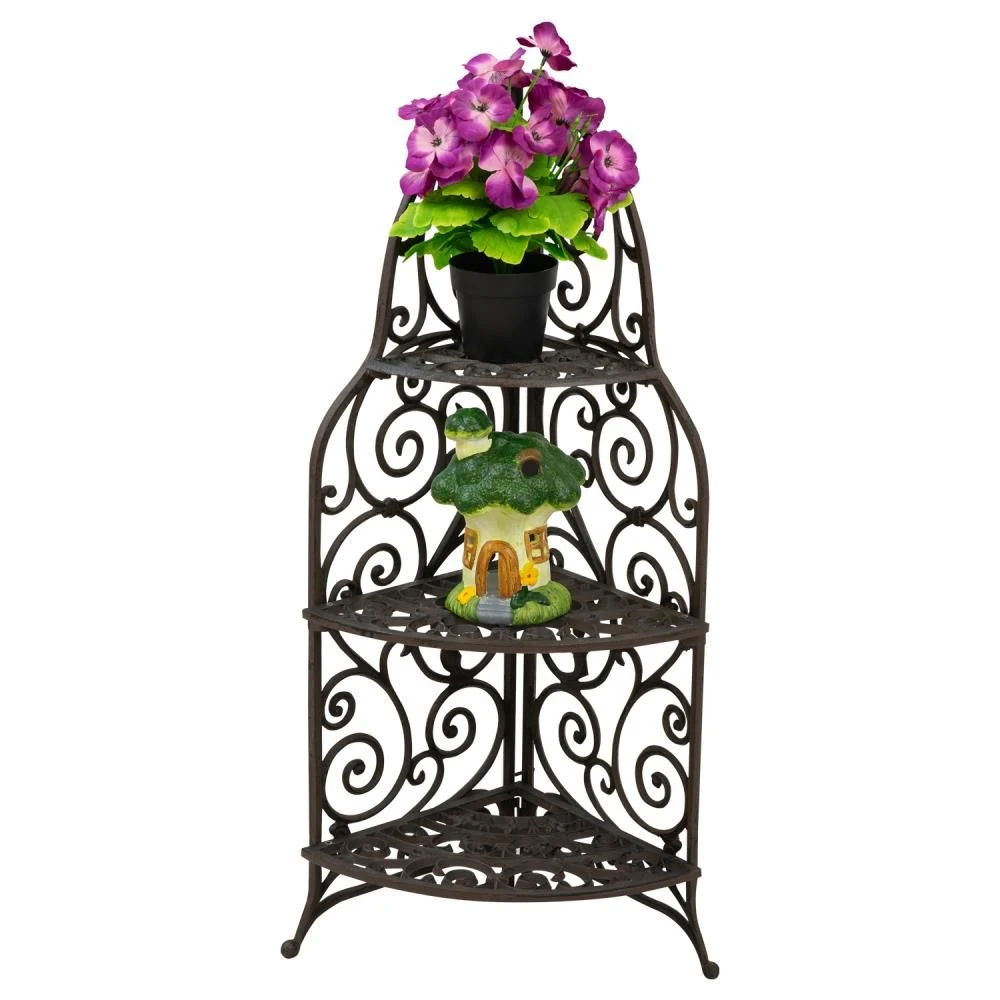Woodside 3 Tier Cast Iron Indoor/Outdoor Heavy Duty Garden Plant & Flower Stand - Image 3
