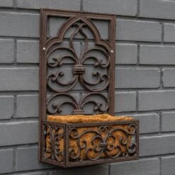 Woodside Cast Iron Wall Mounted Hanging Garden Planter Basket With Coco Liner