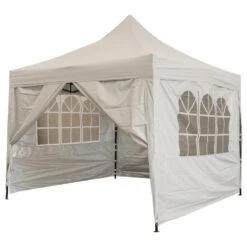 Woodside Pop Up 3m X 3m Garden Gazebo, Waterproof Garden Marquee, Ivory