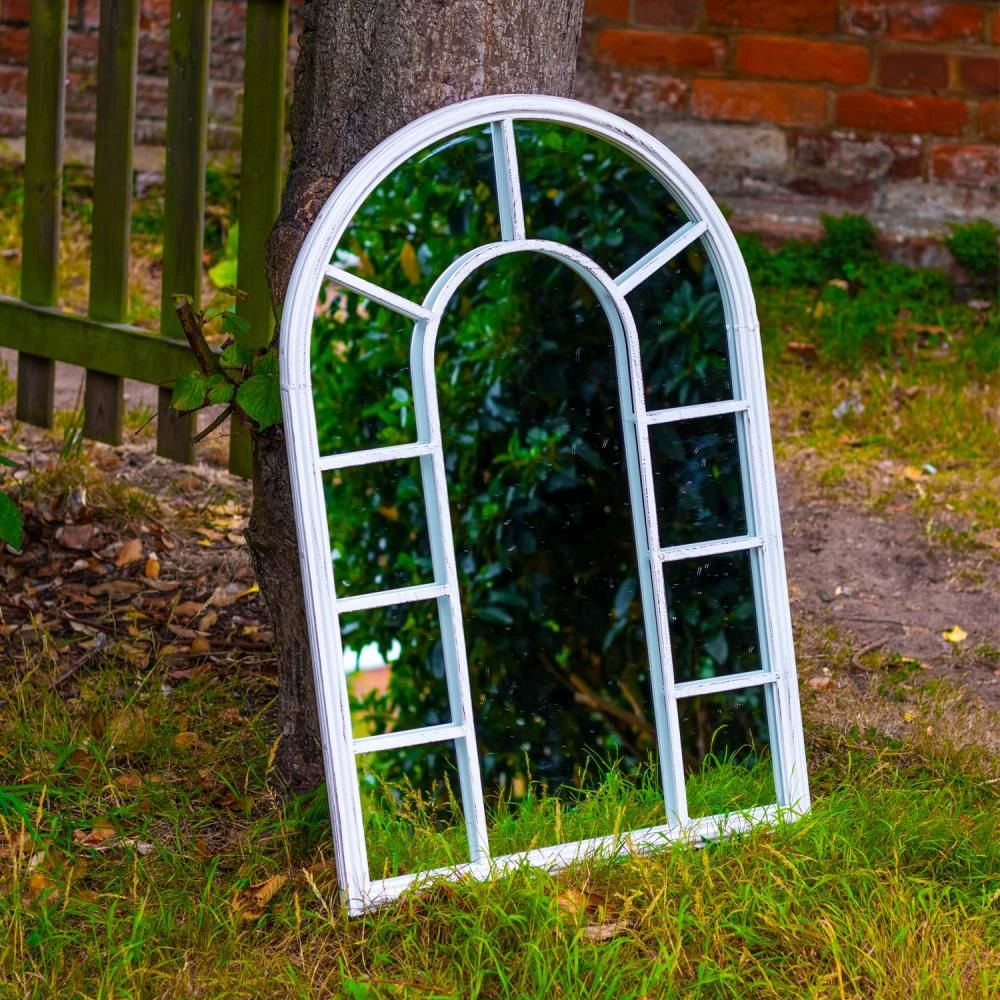 Maribelle White Metal Garden Arch Mirror Home Decoration - Image 3