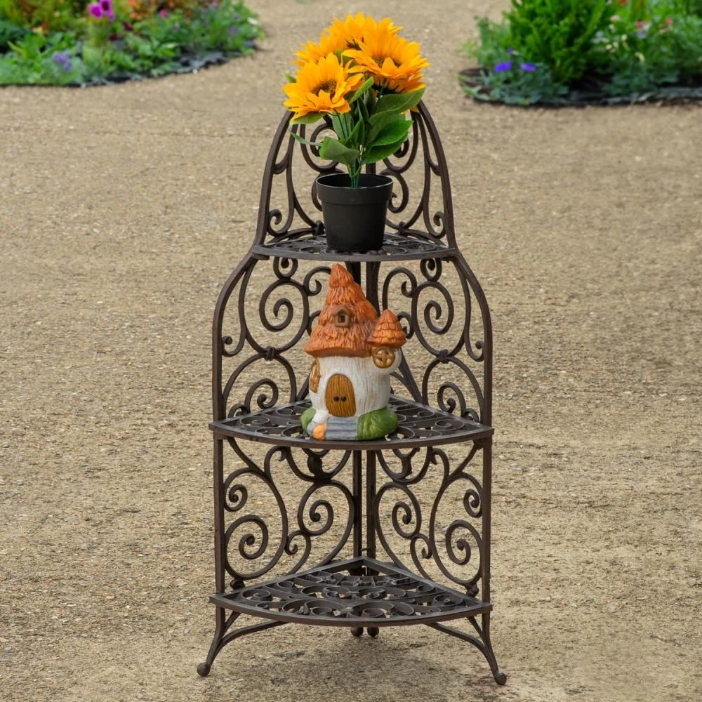 Woodside 3 Tier Cast Iron Indoor/Outdoor Heavy Duty Garden Plant & Flower Stand - Image 2