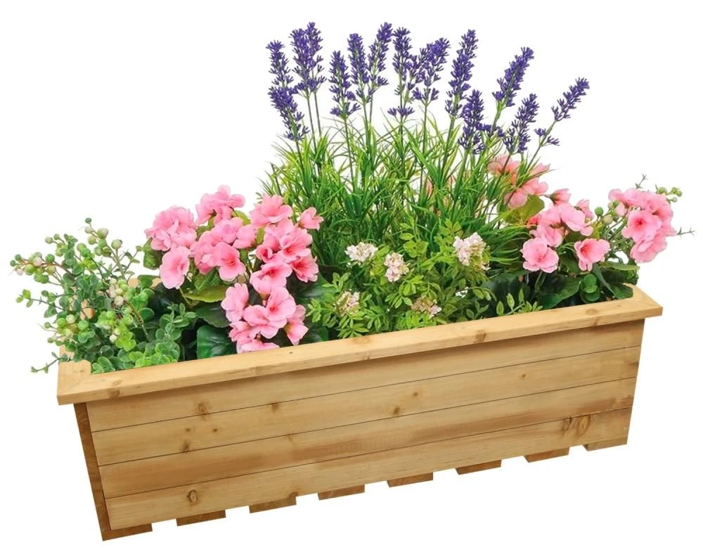 Woodside Reedham Stained Wooden Garden Trough Planter/Flower Trough Box, 95 Litres - Image 4