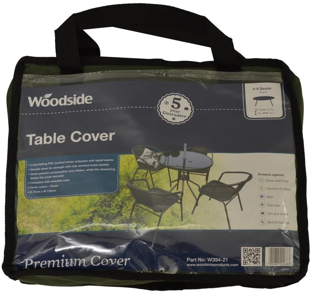 Woodside 4-6 Seater Green Waterproof Round Garden Patio Table Cover Furniture - Image 2
