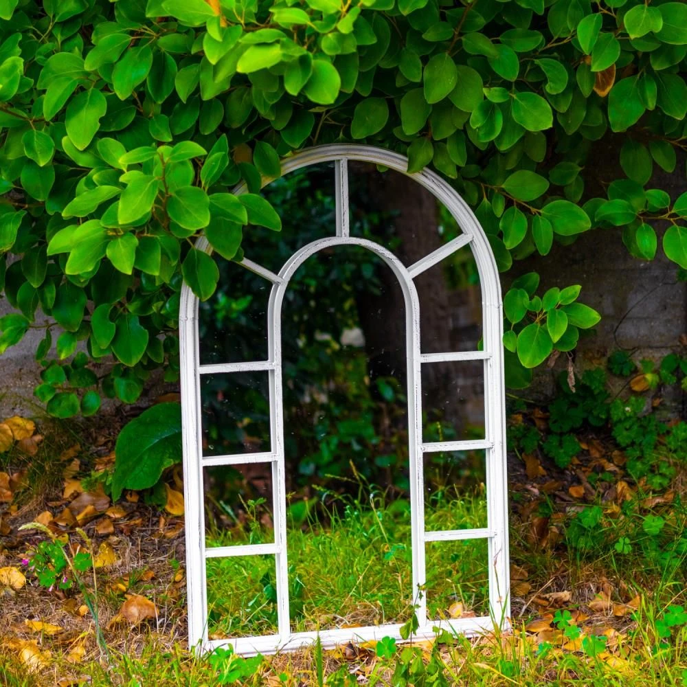 Maribelle White Metal Garden Arch Mirror Home Decoration - Image 2