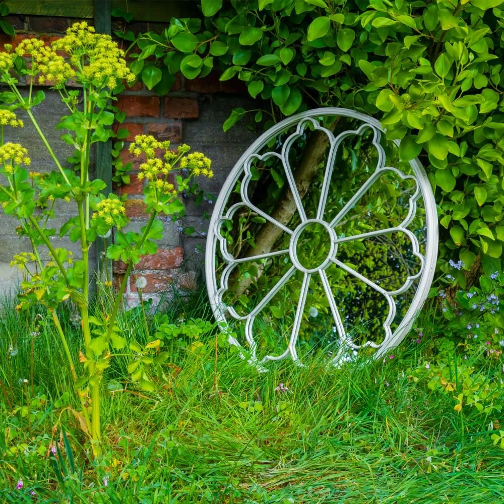 Woodside Upton Large Decorative Round Outdoor Garden Mirror, Diameter: 80cm - Image 4