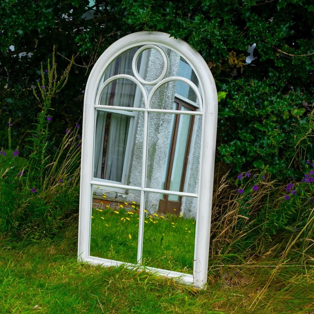 Woodside Oxshott XL Decorative Arched Outdoor Garden Mirror, W: 60cm X H: 100cm - Image 2