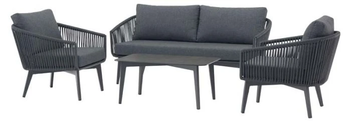 Bramblecrest Palermo 2 Seat Sofa Set W Coffee Table & 2 Sofa Chairs - Anthracite - Image 5