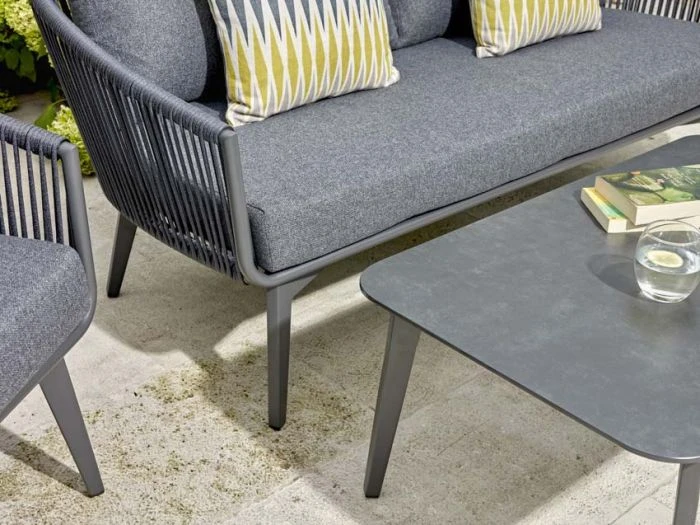 Bramblecrest Palermo 2 Seat Sofa Set W Coffee Table & 2 Sofa Chairs - Anthracite - Image 3