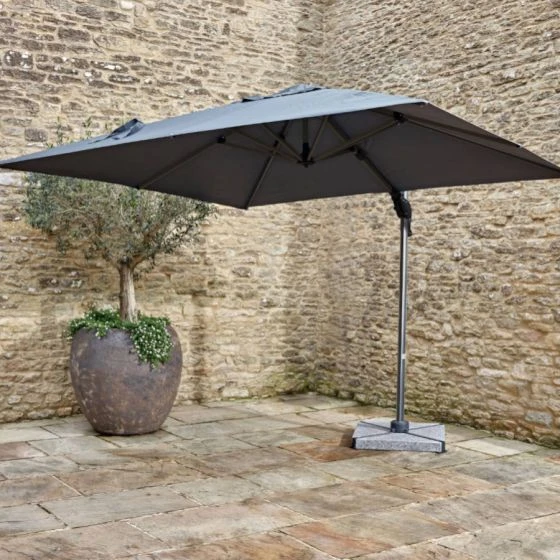 Bramblecrest Chichester 3x3m Square Side Post Parasol Grey With 100kg Granite Base - Image 3