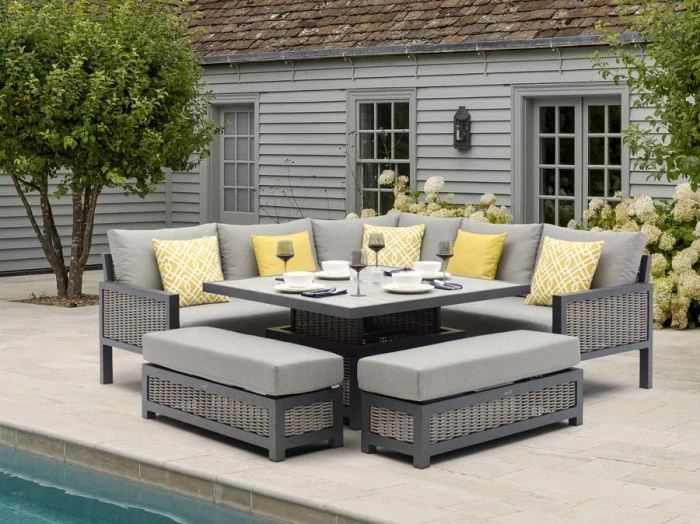 Bramblecrest Buckland Modular Sofa Set W Square Adj Table & 2 Benches