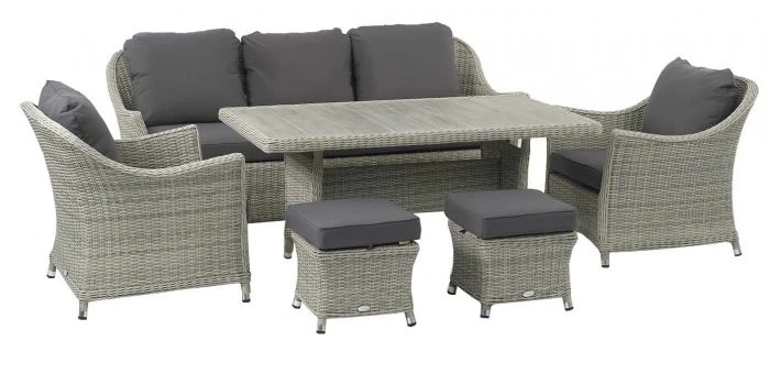 Bramblecrest Chatsworth 3 Seat Sofa Set W Adj Table W 2 Sofa Chairs & 2 Stools - Image 3