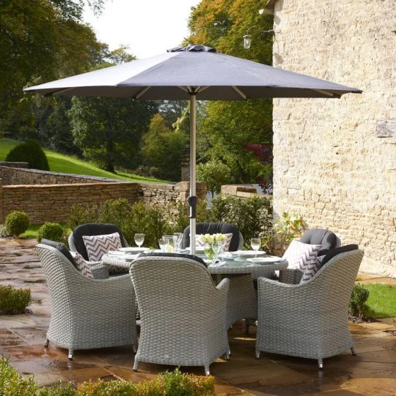 Bramblecrest Chatsworth 6 Seat Set W 175cm Elliptical Table & Parasol