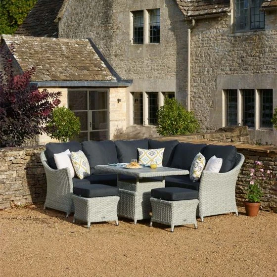 Bramblecrest Chatsworth Mini Modular Sofa Set W Adj Table & 2 Stools