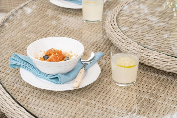 Bramblecrest Chedworth 6 Seat Set W 140Cm Round Table W Lazy Susan & Parasol - Image 3