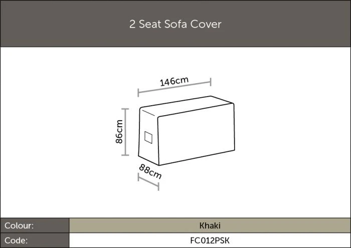 2 Seat Sofa Cover - Khaki - Image 2