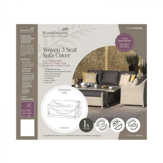 Bramblecrest Rattan 3 Seater Sofa Cover - Monterey/Chedworth