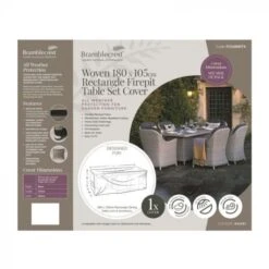 Bramblecrest Bramblecrest Cover 180x105cm Rectangle Firepit Table Set Cover - Khaki