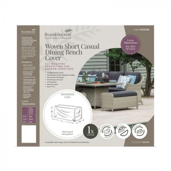 Bramblecrest Rattan Short Bench Cover - Monterey/Chedworth