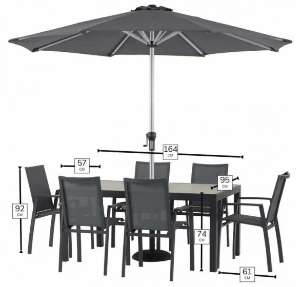 Bramblecrest Seville 6 Seat Set W 164x95cm Dining Table & Parasol - Image 2