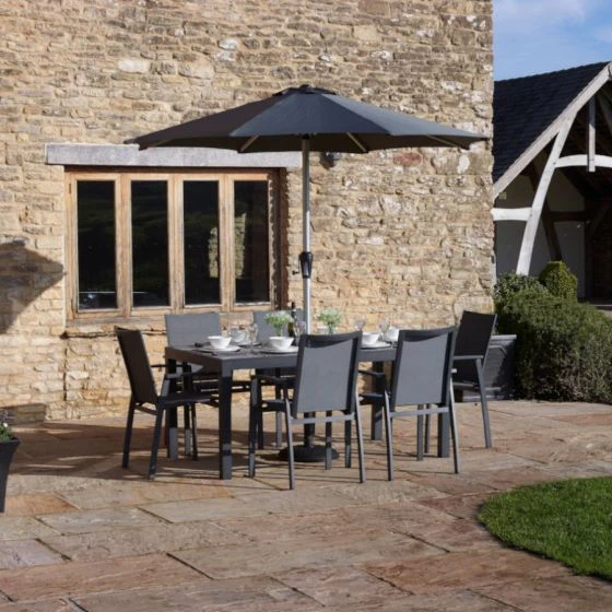 Bramblecrest Seville 6 Seat Set W 164x95cm Dining Table & Parasol - Image 4