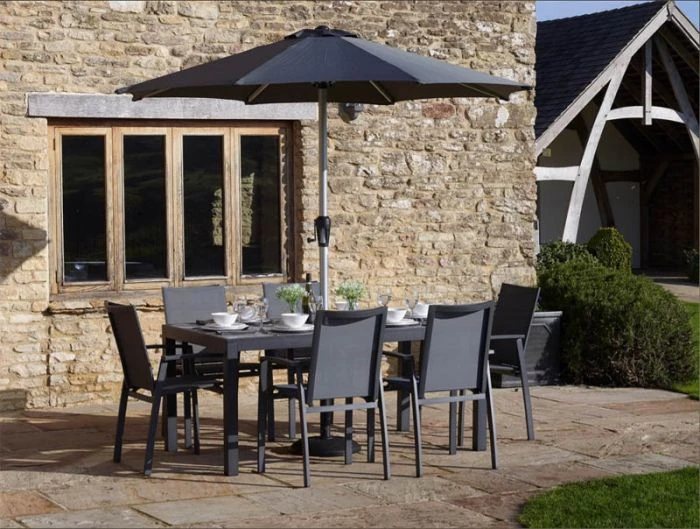 Bramblecrest Seville 6 Seat Set W 164x95cm Dining Table & Parasol