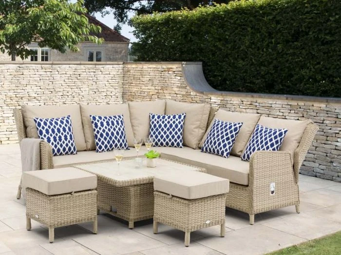 Bramblecrest Somerford Reclining Mini Modular Sofa Set W Ceramic Table & 2 Stools - Image 2