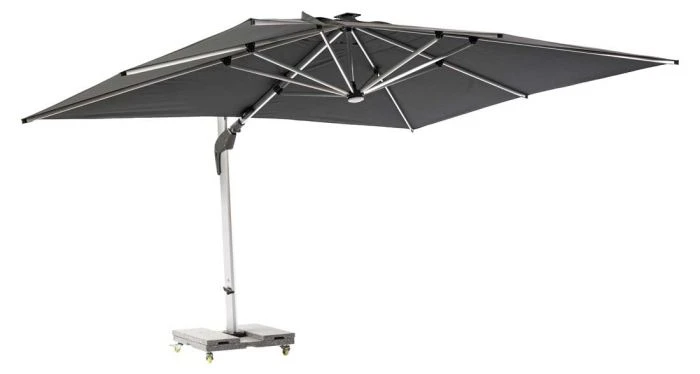Worcester Rectangle Side Post Parasol W LEDs & Cover Grey W Base - Image 3