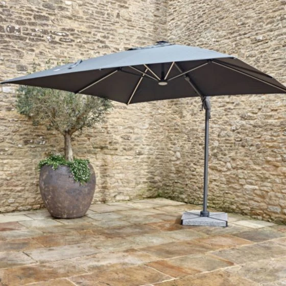 Bramblecrest Truro 3mx3m Square Side Post Parasol Grey With LED - Image 2