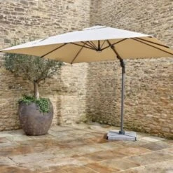 Bramblecrest Truro 3mx3m Square Side Post Parasol Sand With LED