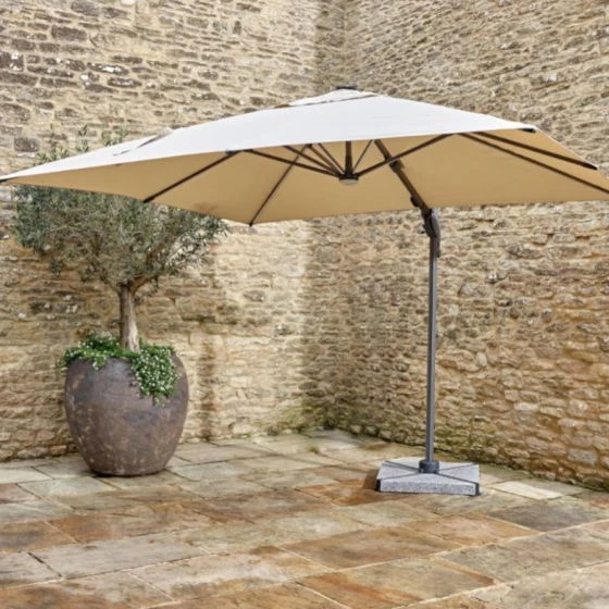 Bramblecrest Truro 3mx3m Square Side Post Parasol Sand With LED