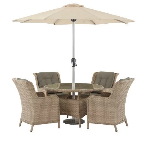 Bramblecrest Blenheim 4 Seat Set W 120cm Table & Parasol - Image 3