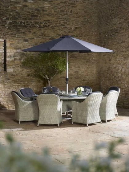 Bramblecrest Chatsworth 8 Seat Set W 220cm Elliptical Table, Lazy Susan & Parasol
