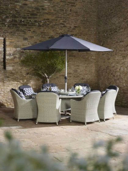 Bramblecrest Chatsworth 8 Seat Set W 220cm Elliptical Table, Lazy Susan & Parasol - Image 2