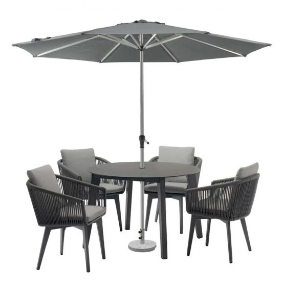 Bramblecrest Palermo 4 Seat Set W 110cm Dining Table & Parasol - Anthracite - Image 6